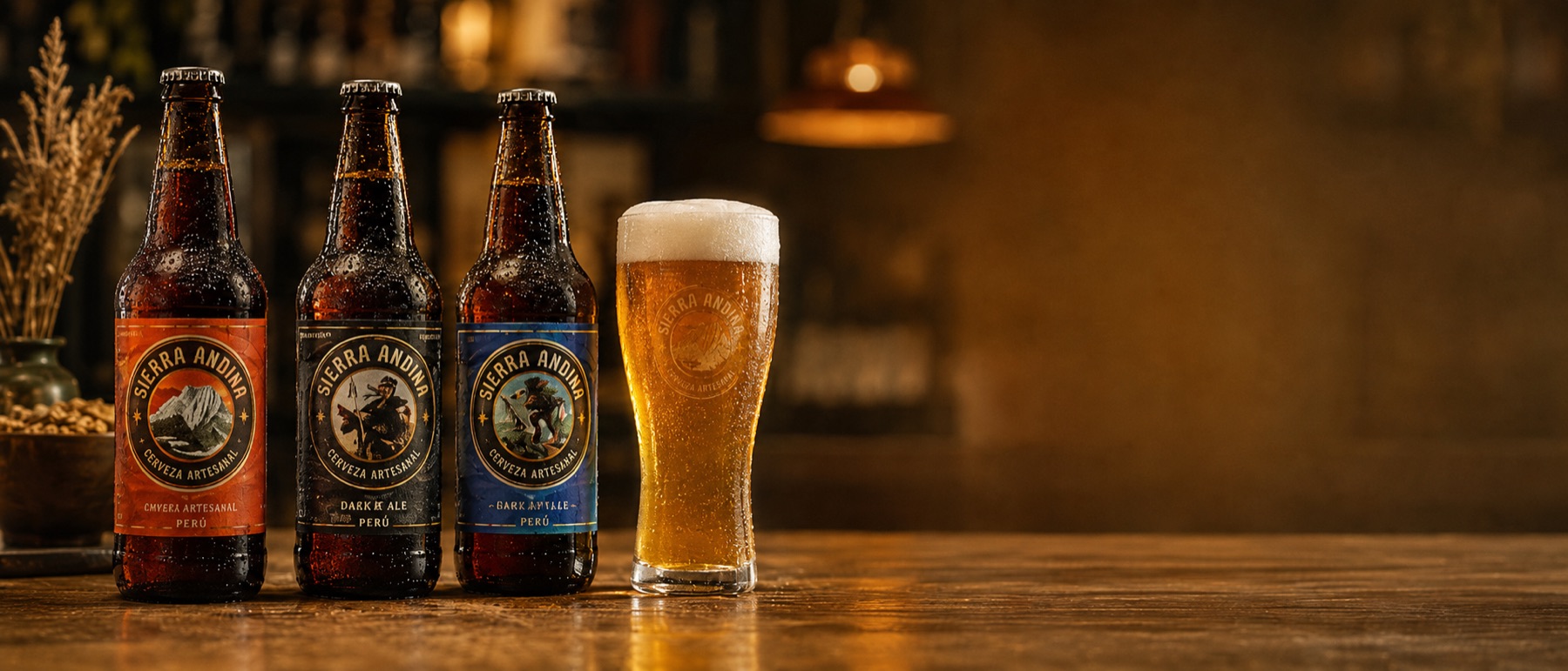Sierra Andina craft beer flight chilled in the refrigerator
