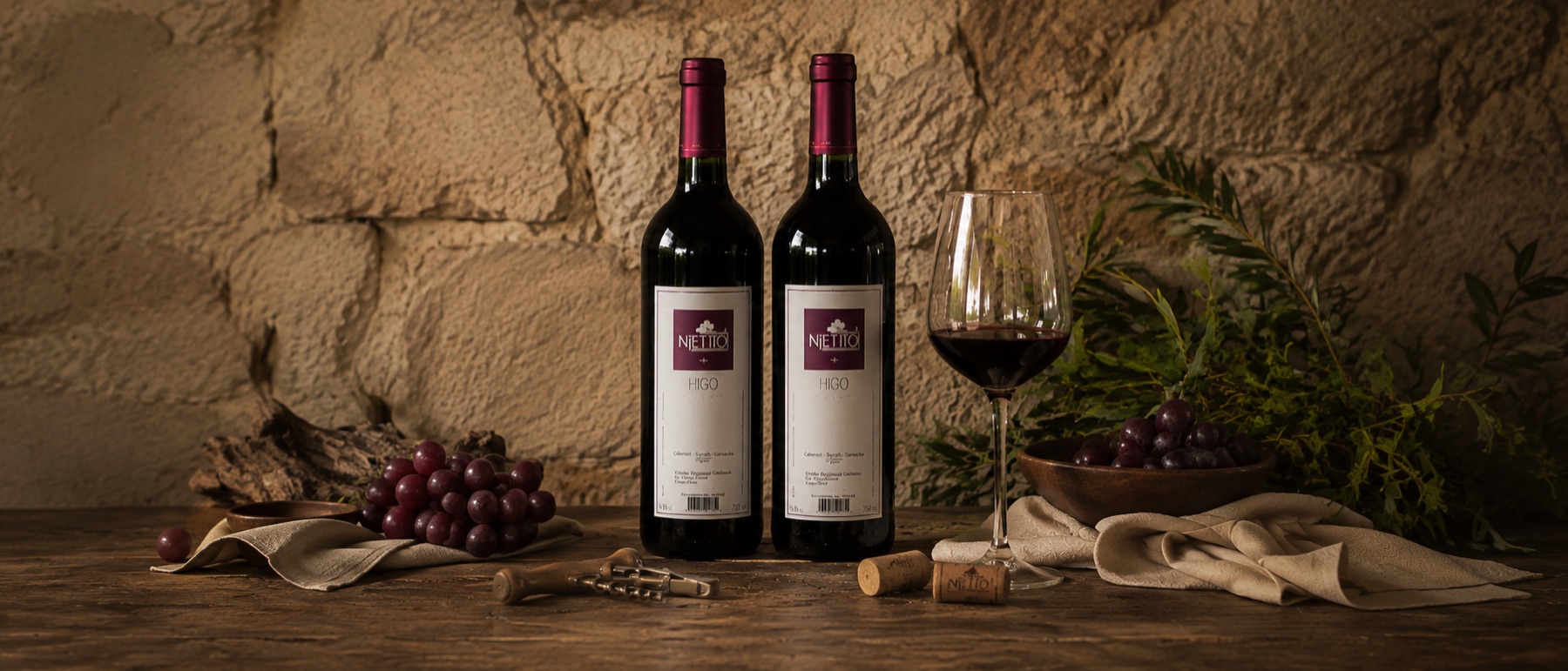 Bottle of Nietto reserve wine set out in the apartment
